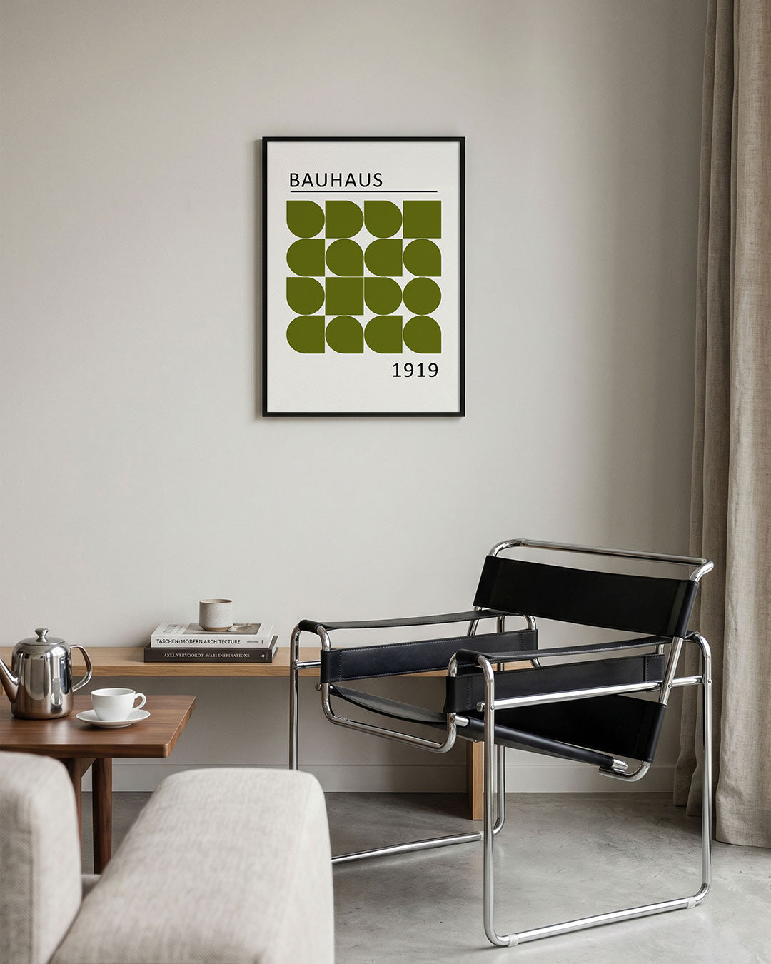 Vormritme en lijnenspel – geometrische Bauhaus poster in staand formaat