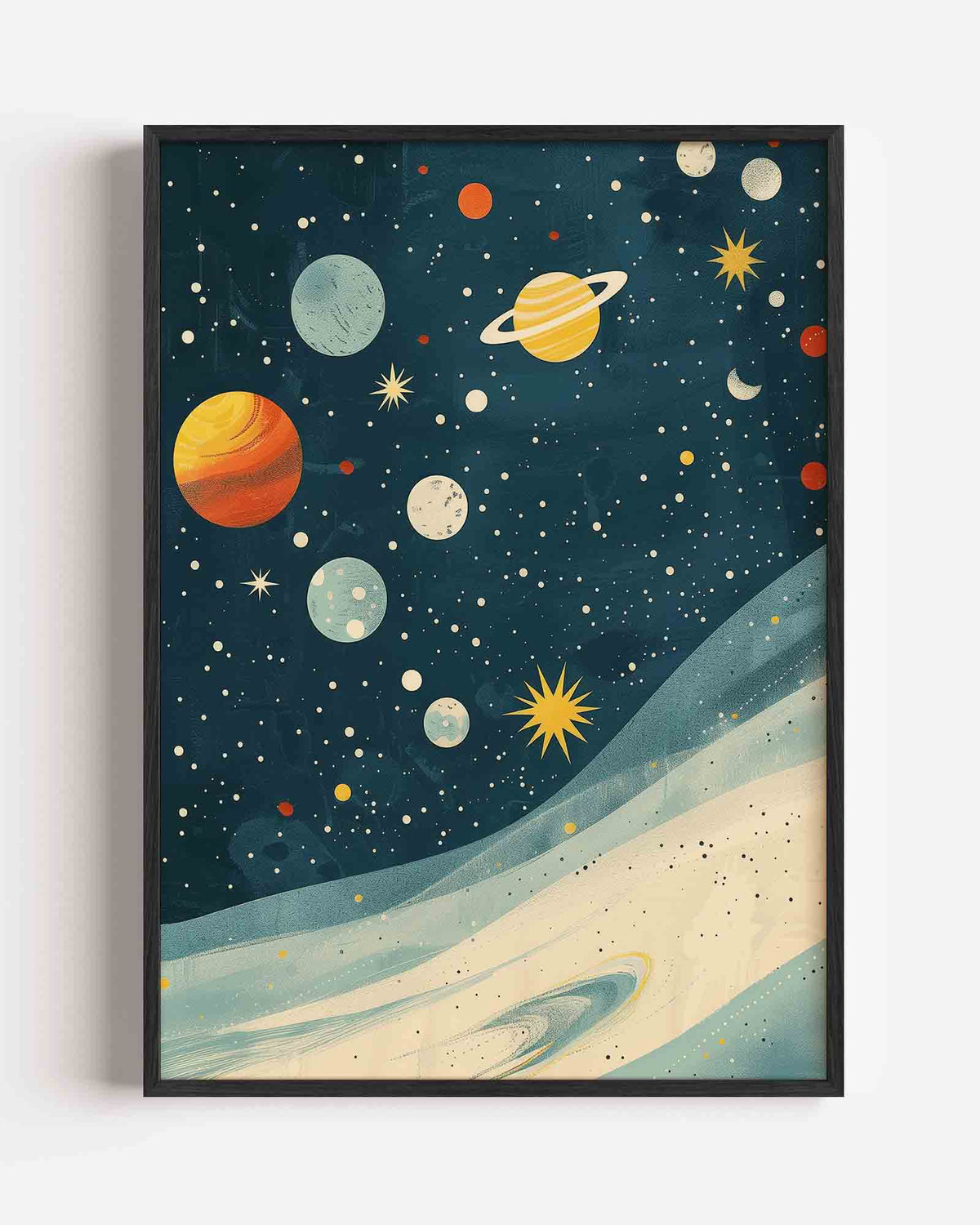 Planeten en sterren – kids portret poster als wanddecoratie
