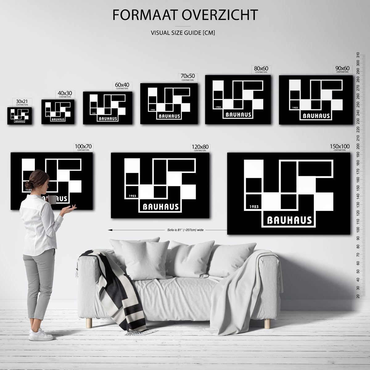 Vlakverdeling en lijnen – Bauhaus poster als geometrische wanddecoratie