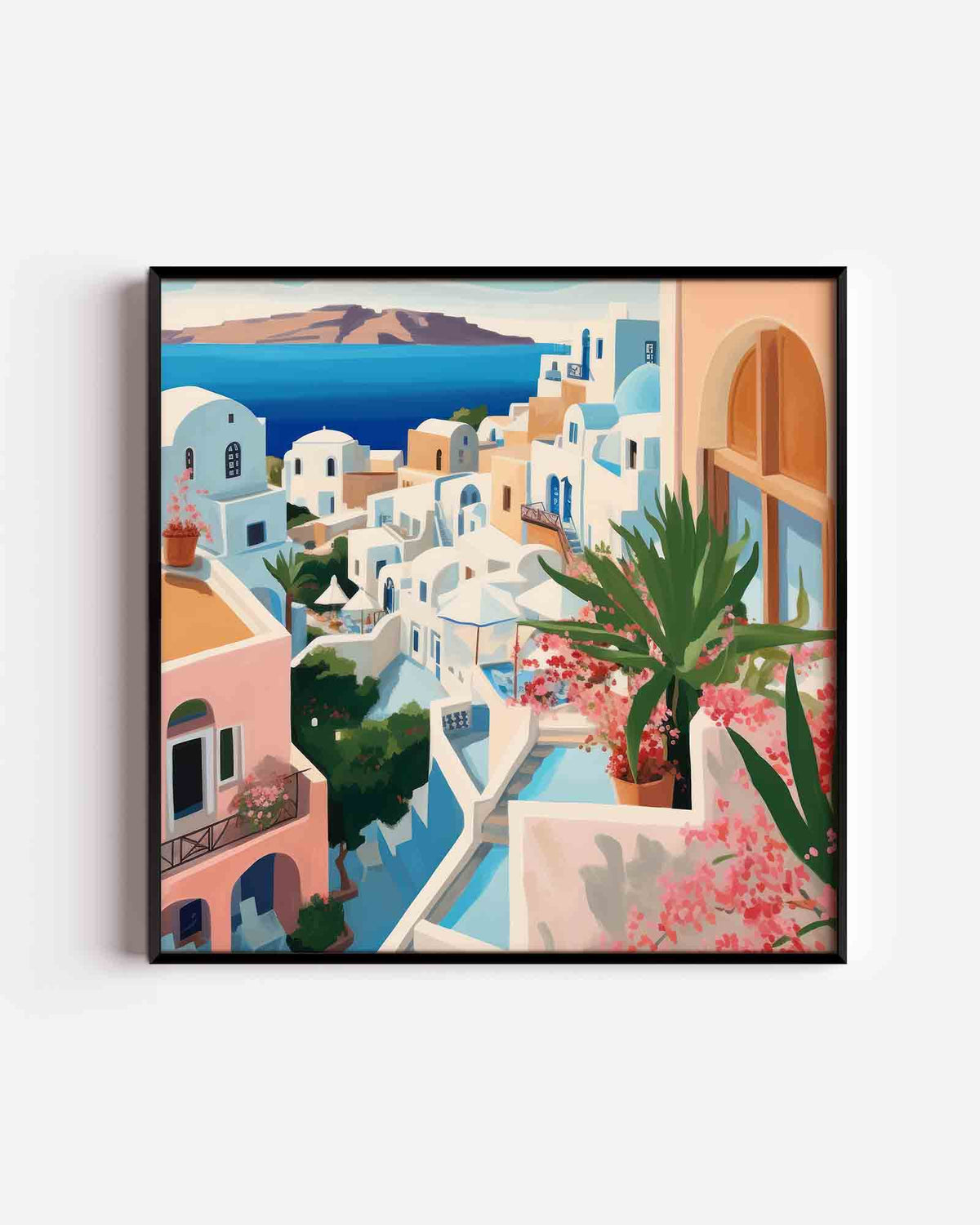 Mediterrane huizen – keuken vierkante poster als wanddecoratie