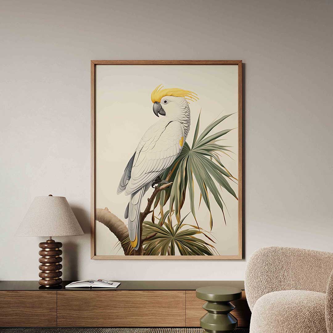 Witte kaketoe – tropische jungle poster in staand formaat