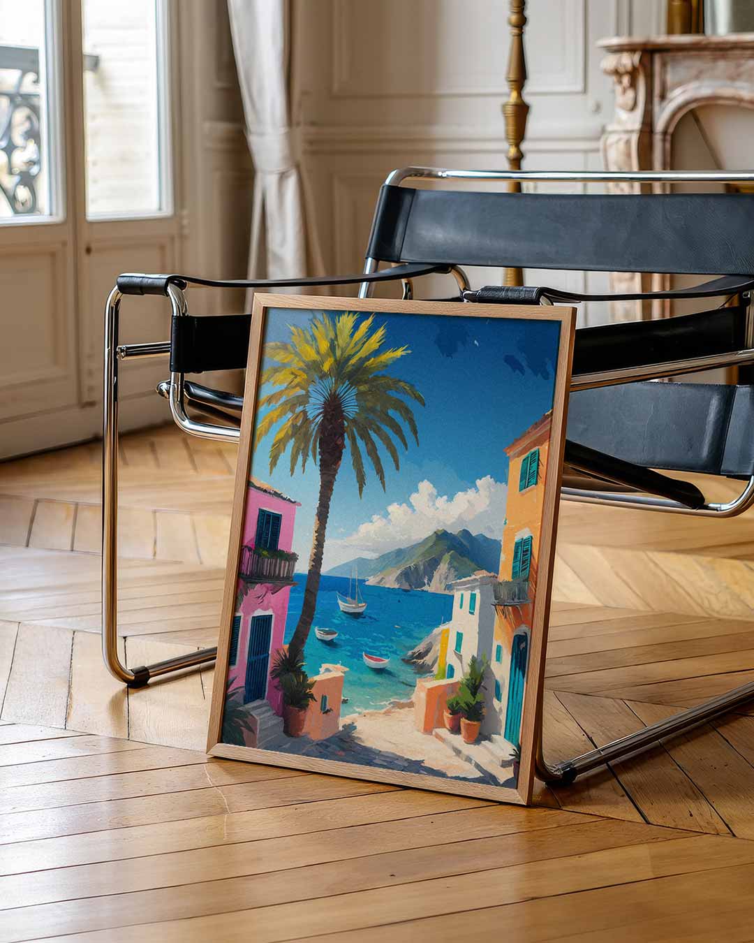 Mediterrane Droomlandschap – staande muurposter met zomerse uitstraling