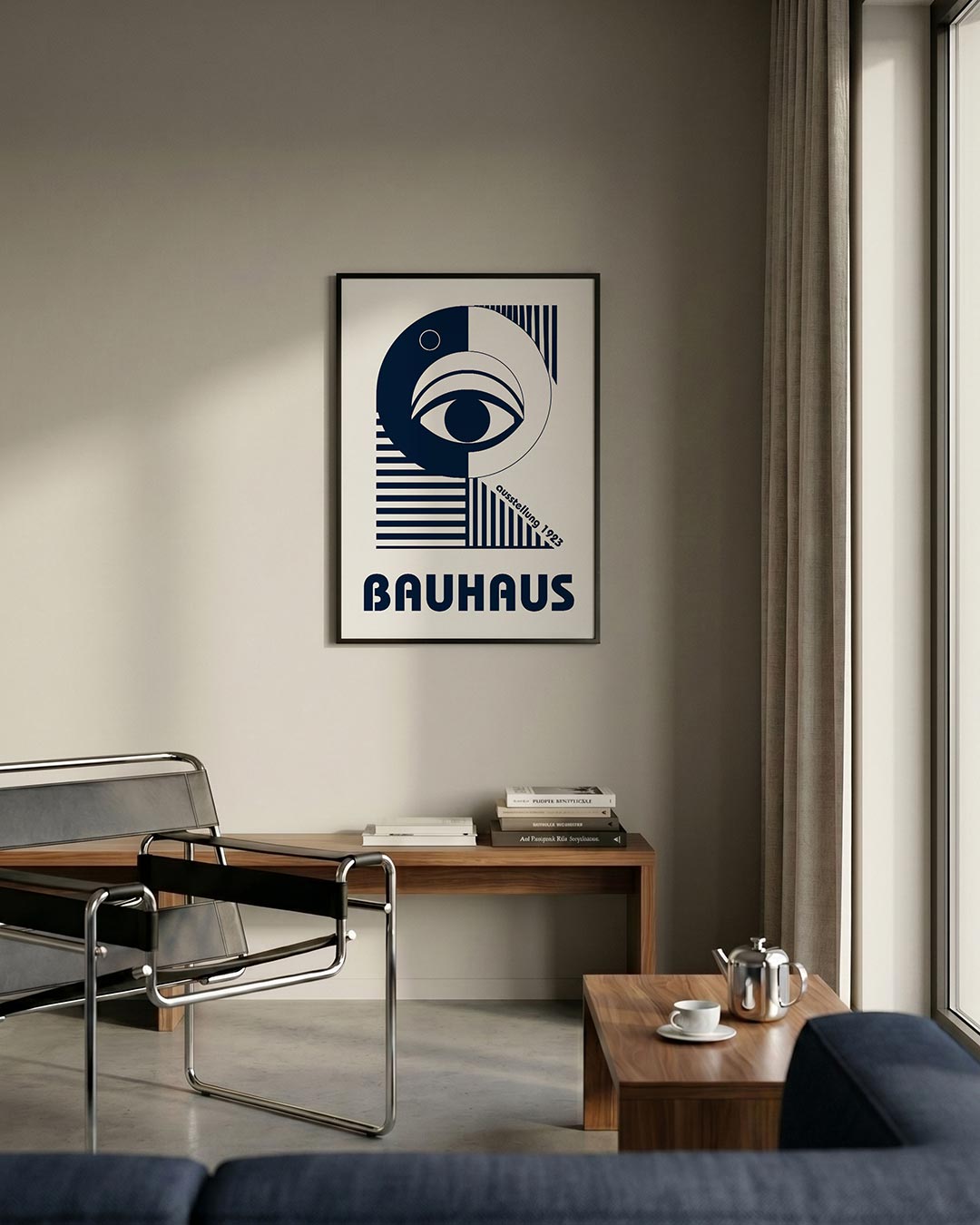 Oog en lijnen – staande Bauhaus poster voor aan de muur