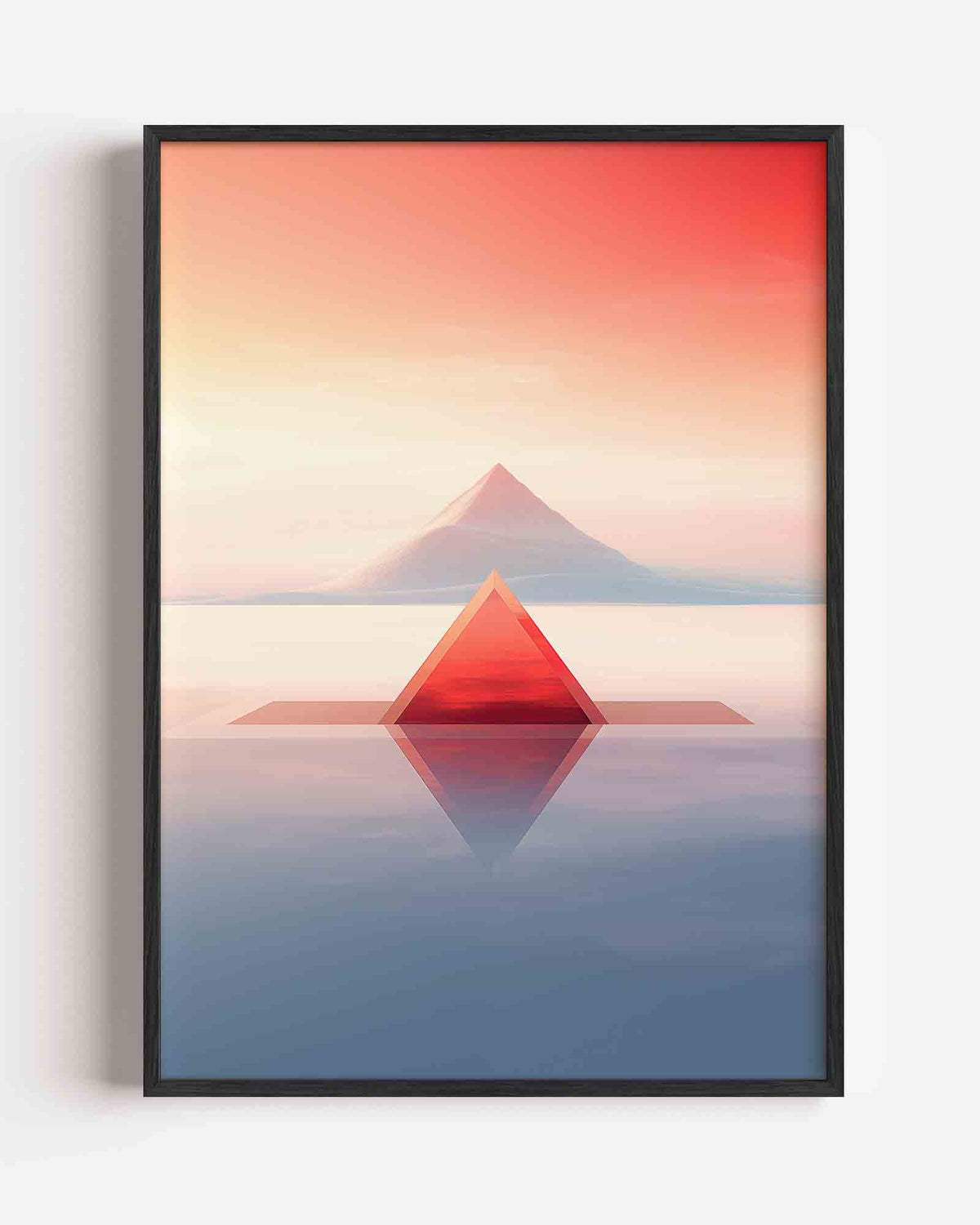 Piramide en berg – surrealistische portret poster als wanddecoratie