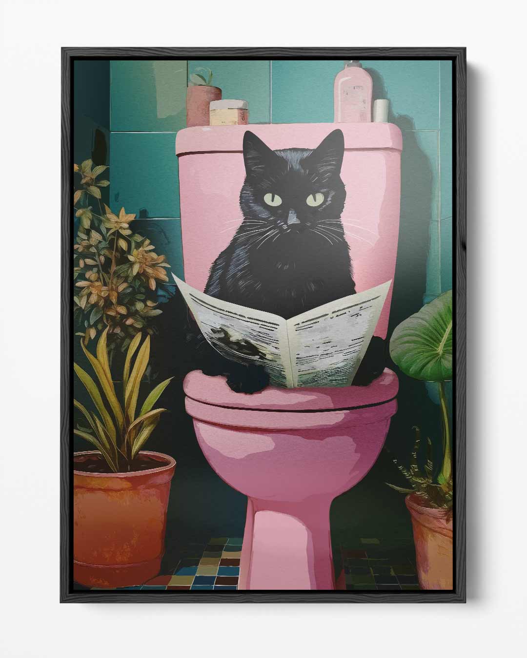 Kat op het Toilet – portret kunstwerk als wanddecoratie