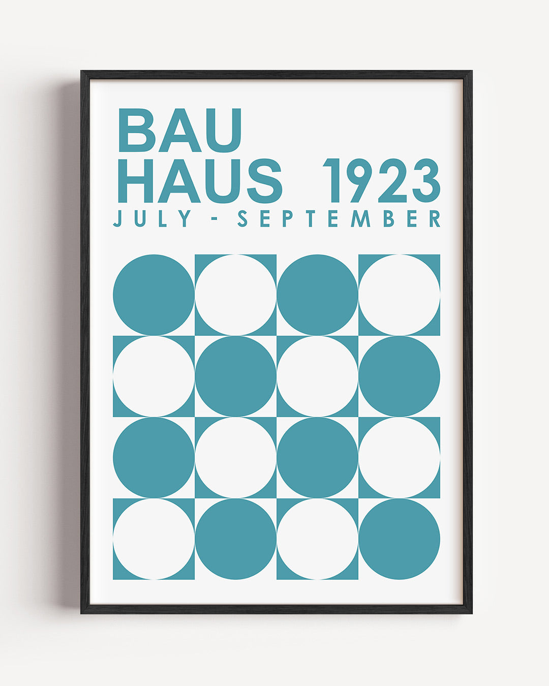 Cirkelritme blauw – staande Bauhaus poster als wanddecoratie