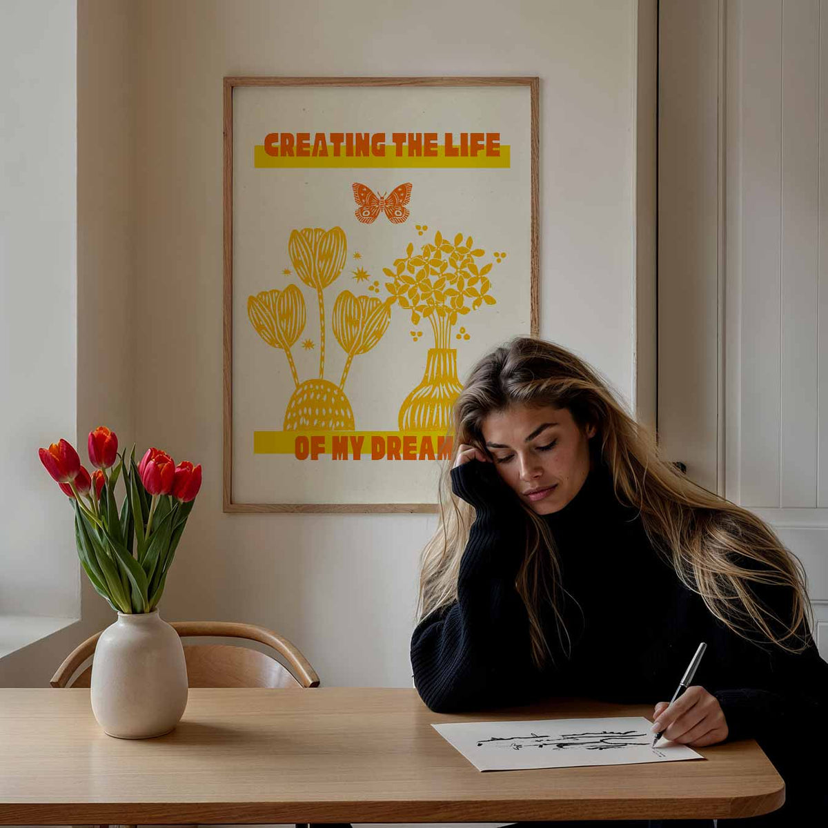Abstracte – staande muurposter met zomerse uitstraling