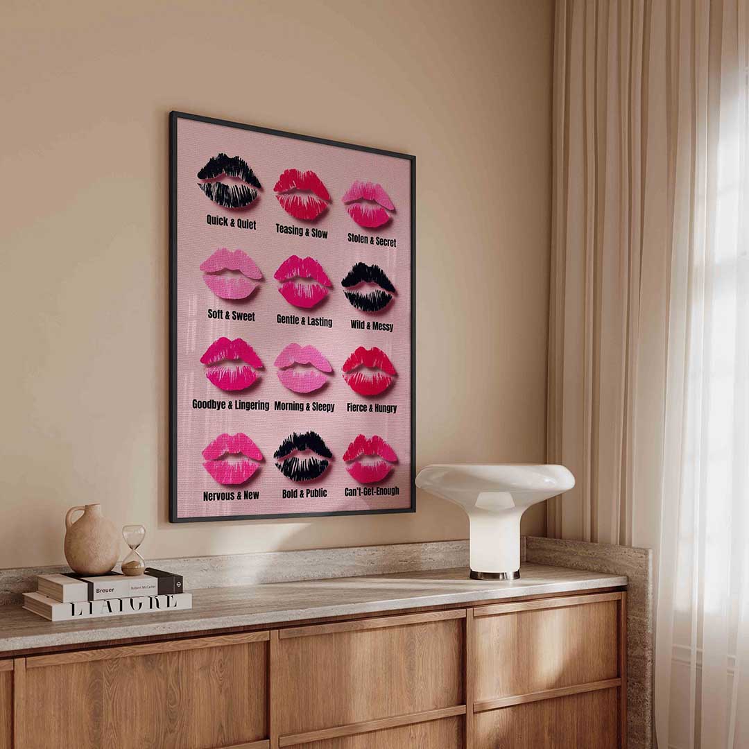 Lippen in diverse tinten – kleurrijke Pop Art poster in staand formaat