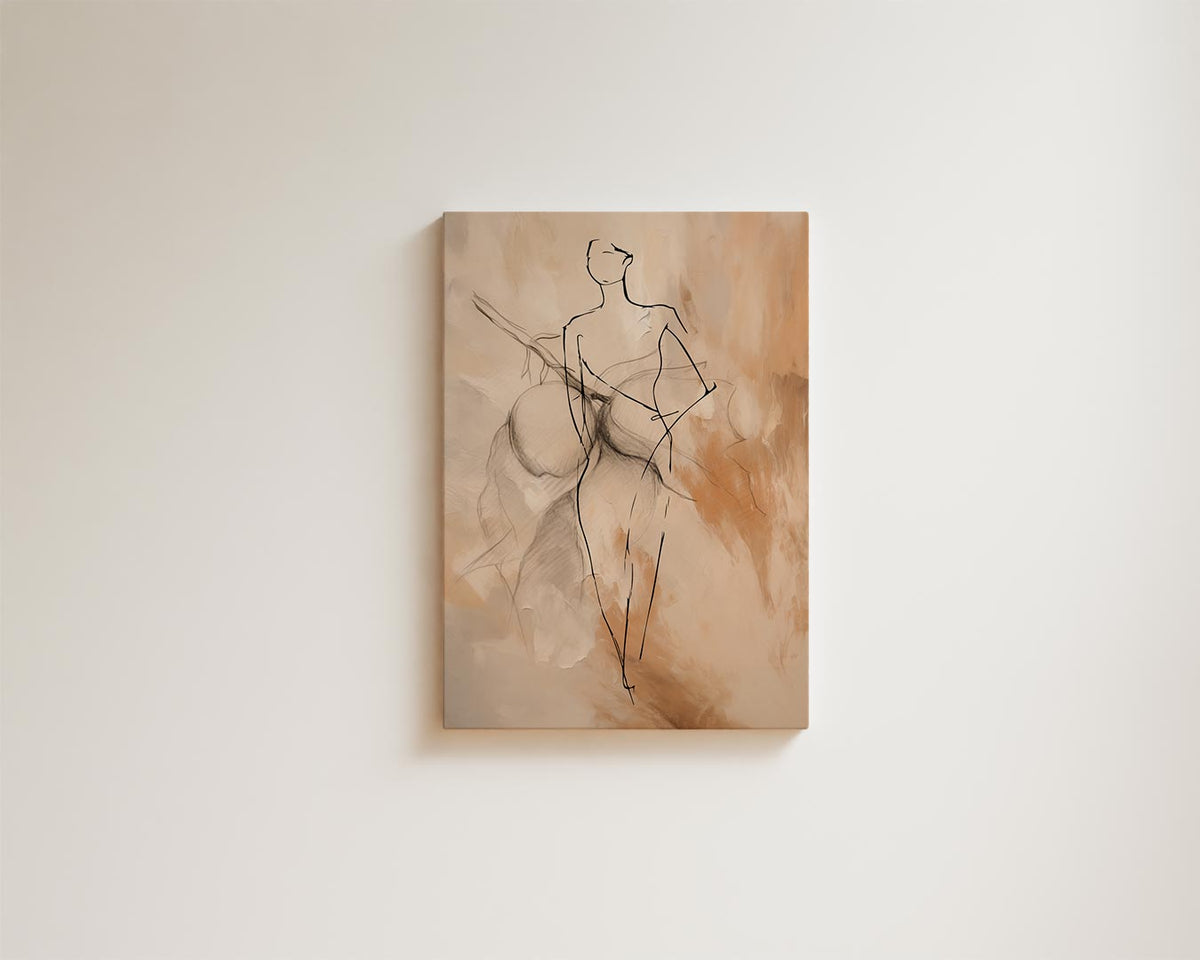 Elegante Schets van een Vrouw – kunstwerk met zwarte baklijst