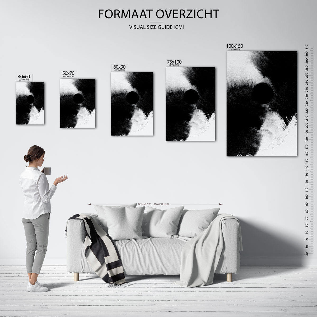 Dynamische vormen – staand wanddecoratie kunstwerk