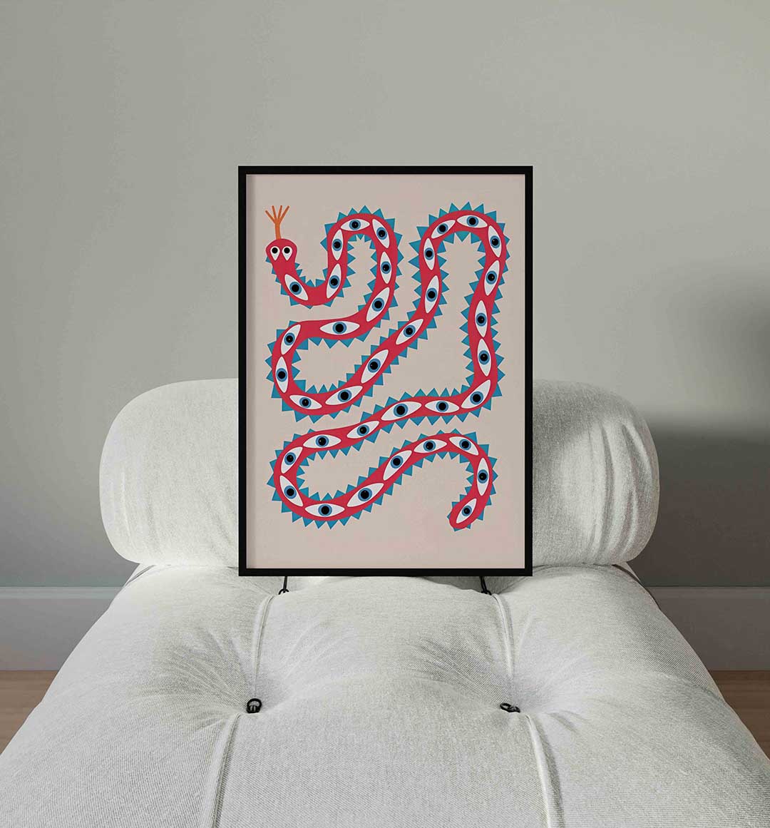 Slang met ogen – staande Pop Art wanddecoratie van WallArtistic