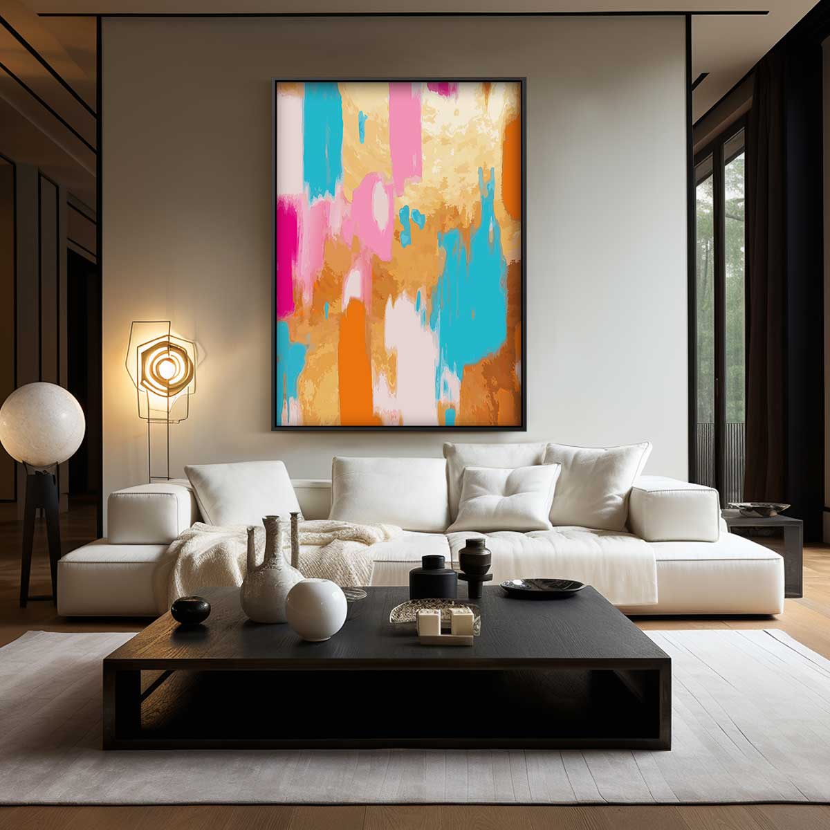 Kleurenexplosie Abstract Schilderij – modern portret kunstwerk van WallArtistic
