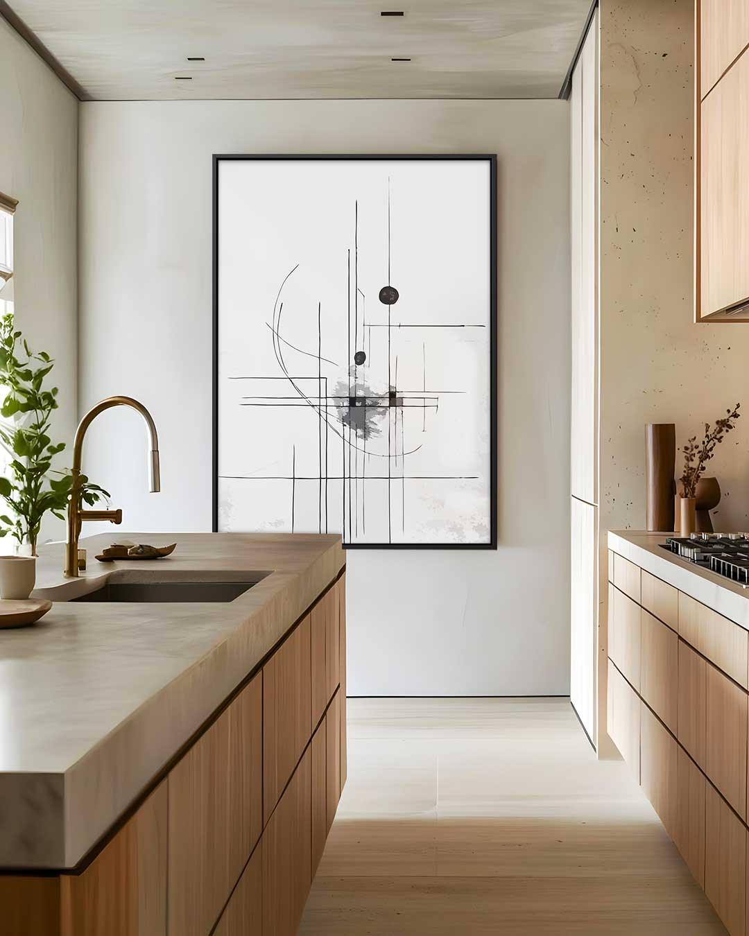 Abstracte Lijntango – dibond wanddecoratie in staand formaat