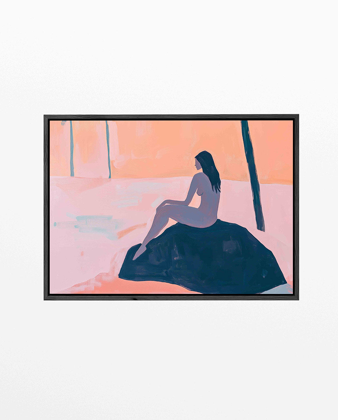 Zittende vrouw silhouet – liggend jungle kunstwerk