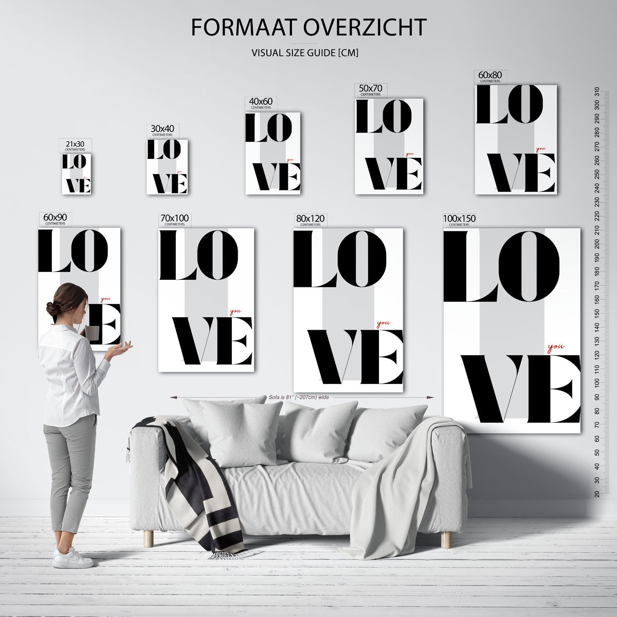 Love you – staande muurposter in Pop Art stijl