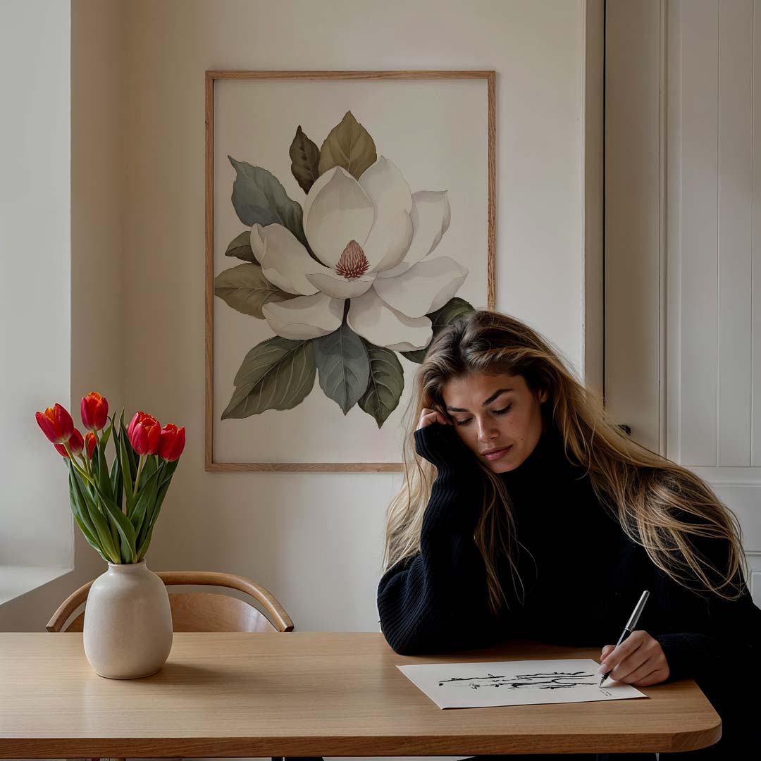 Magnolia Bloem – feestelijke wandkunst als portret poster