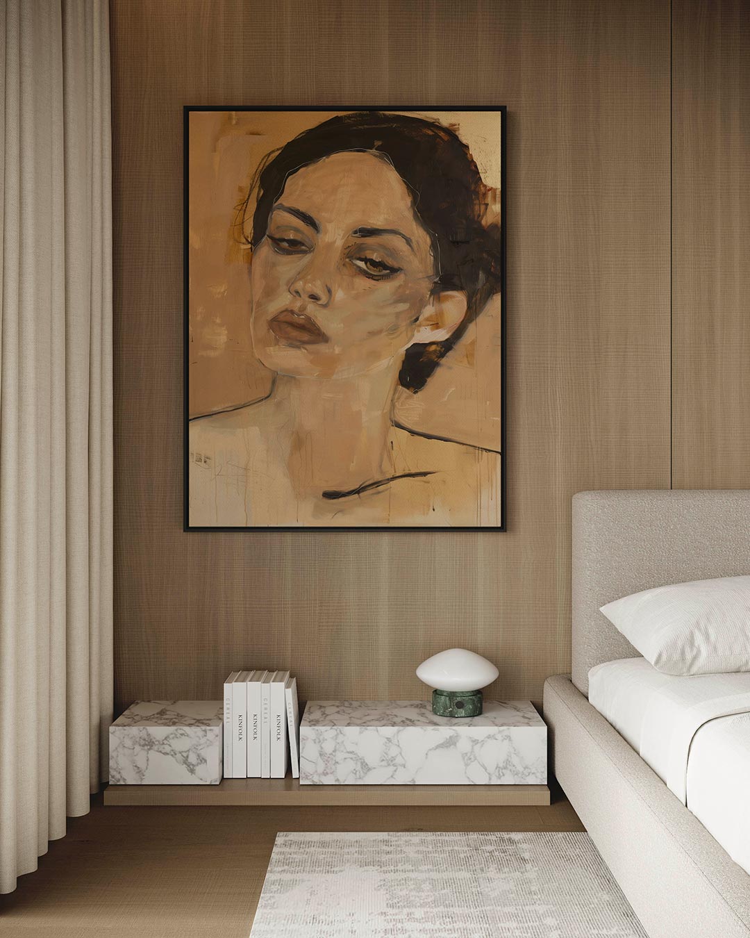 Vrouwelijk portret – Staande wanddecoratie – kunstwerk op canvas, dibond of plexiglas
