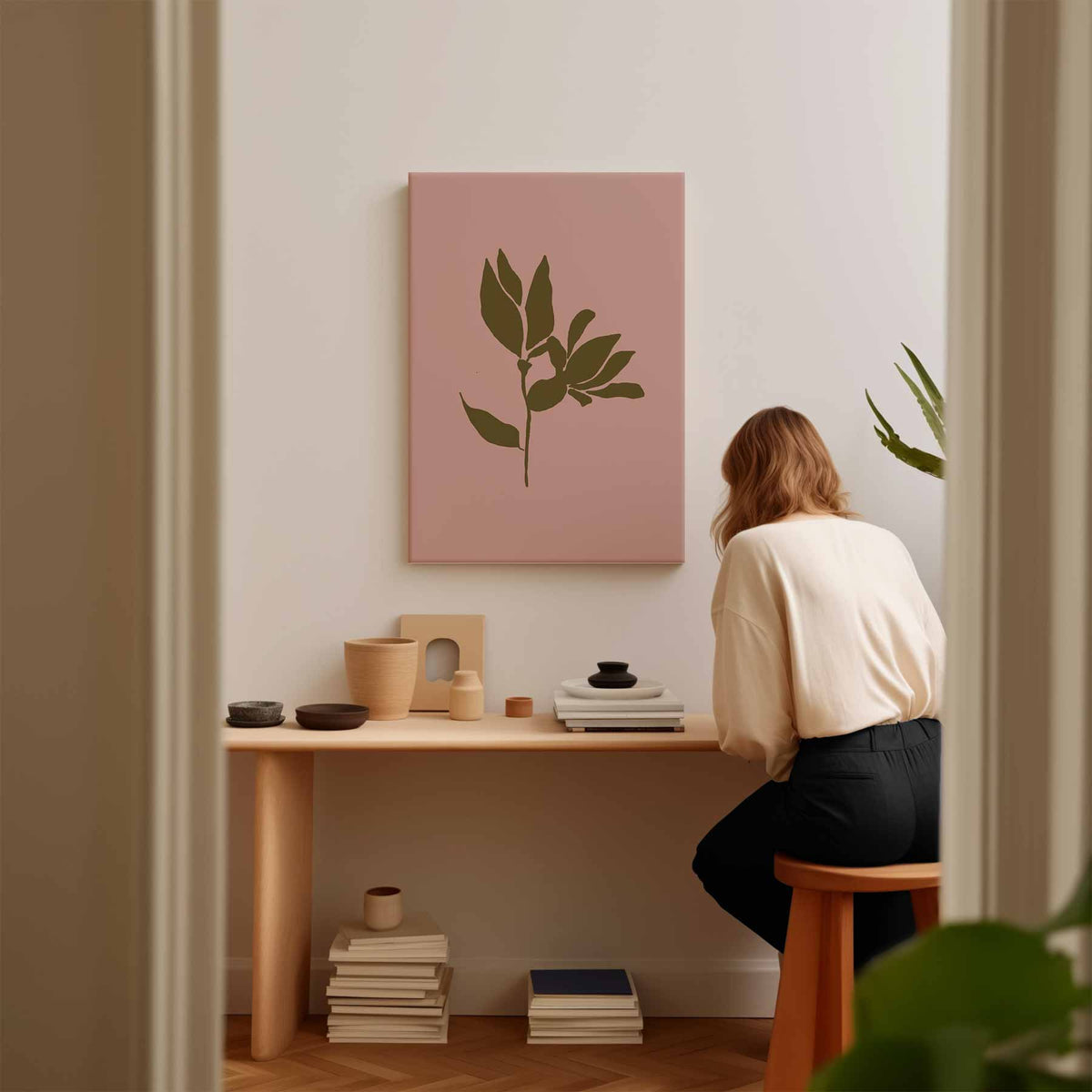 Simpele Blad Silhouet – staand kunstwerk voor modern interieur