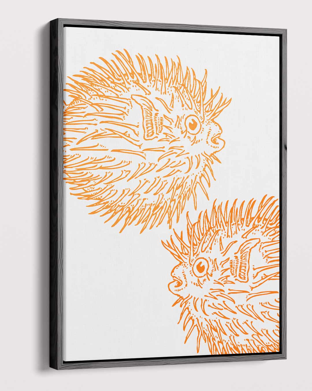 Opvallende Oranje Kogelvis Illustratie – canvas kunstwerk als wanddecoratie