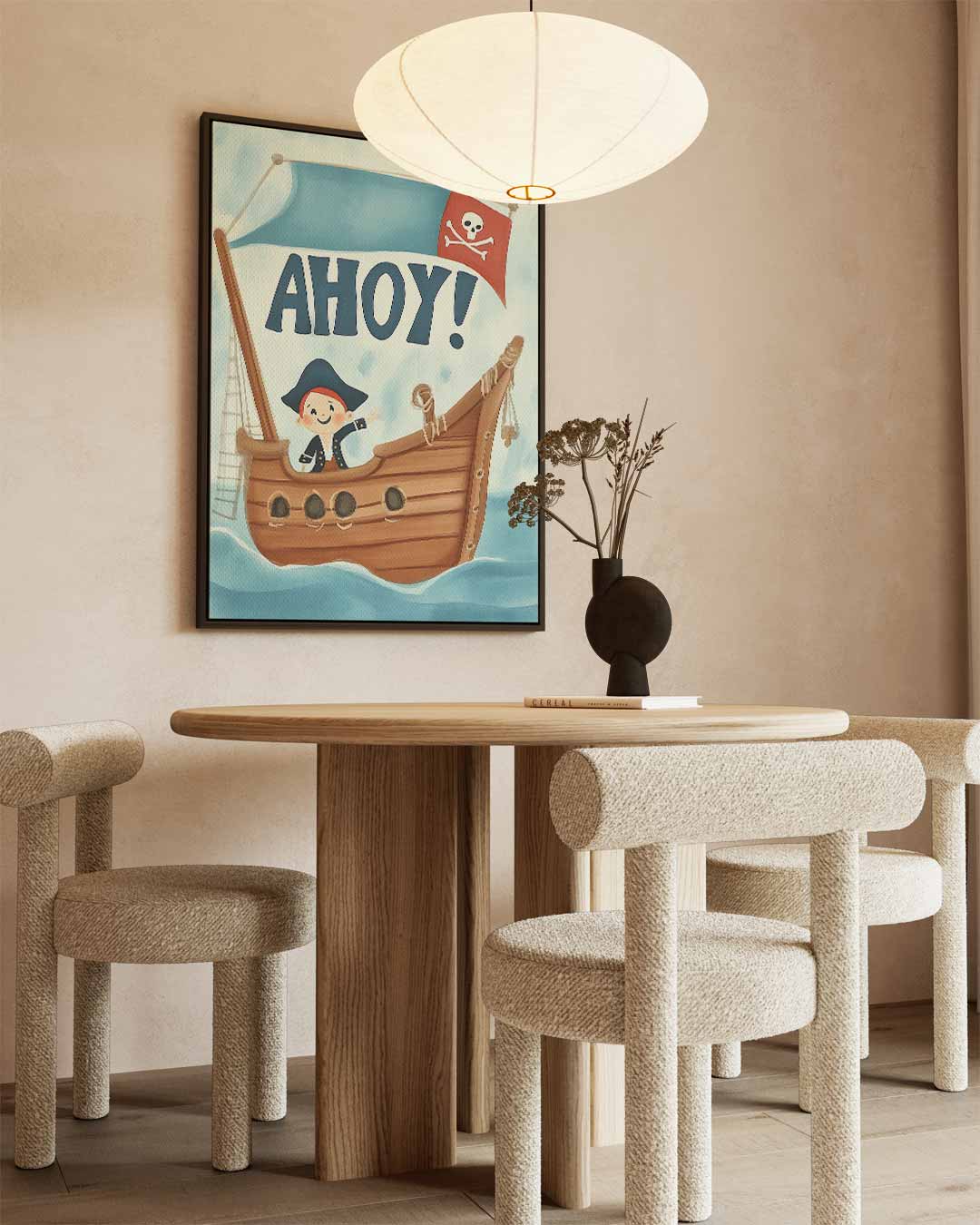 Piratenpret op Zee – kunstwerk met zwarte baklijst