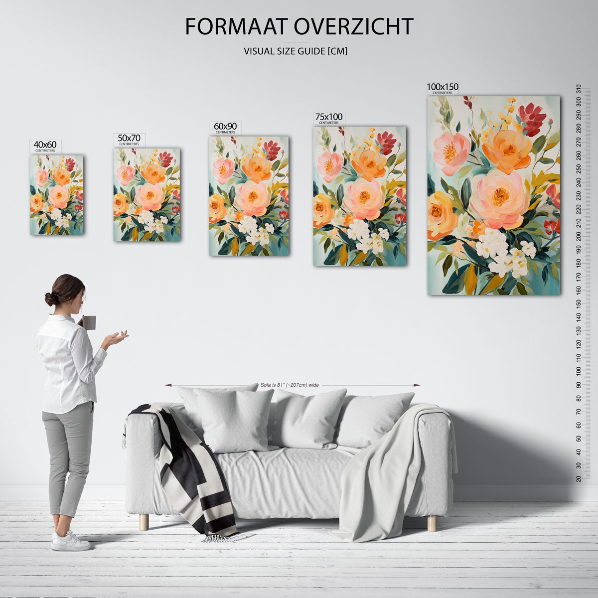 Bloemrijke kleurenpracht – staande wanddecoratie van WallArtistic