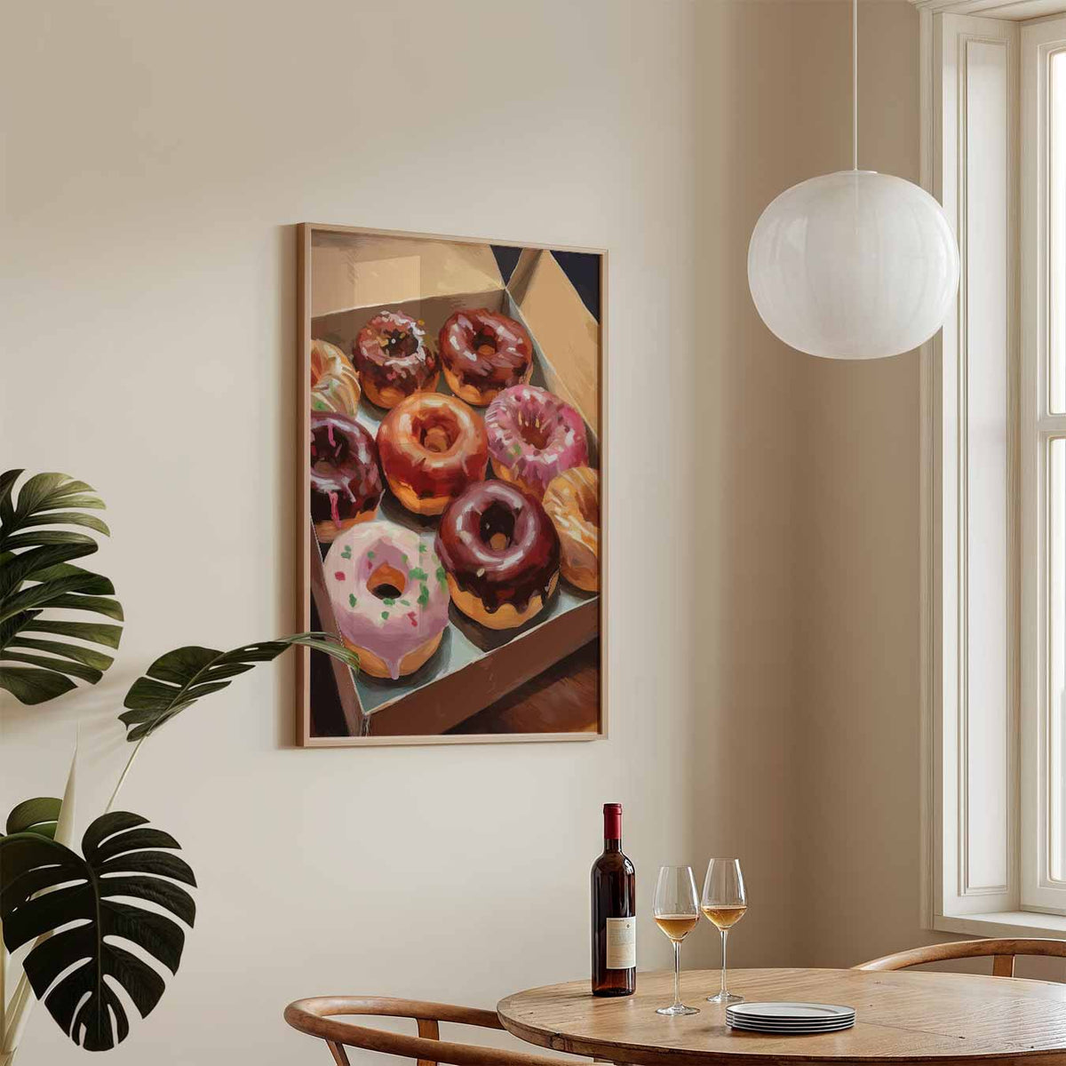 Kleurrijke Donut Traktatie – keukenposter in staand formaat
