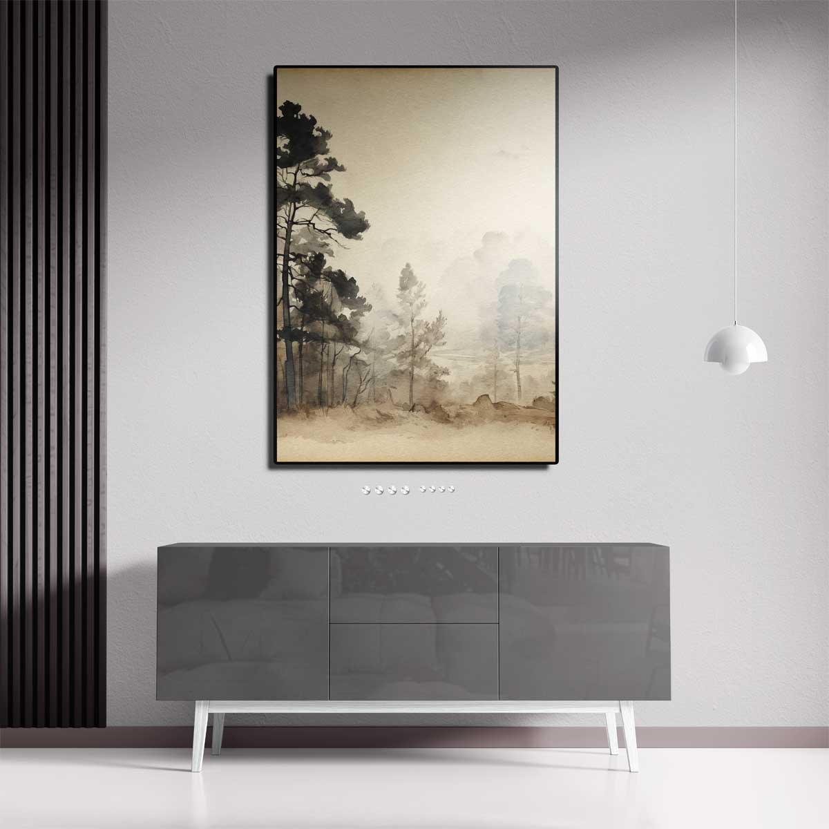 Rustige Bosmist – staande wandkunst voor woonkamer of interieur