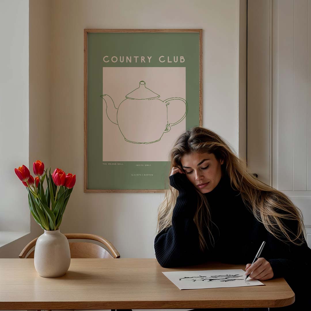 Country Club Theekransje – staande muurposter in College Club stijl