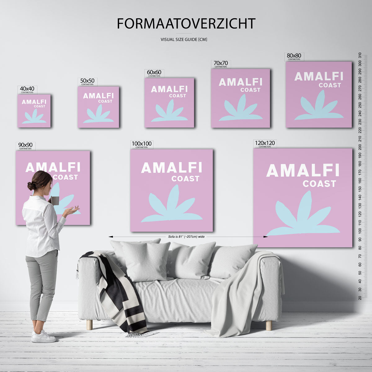 Amalfi coast – vierkante muurposter met kleurrijke vormen