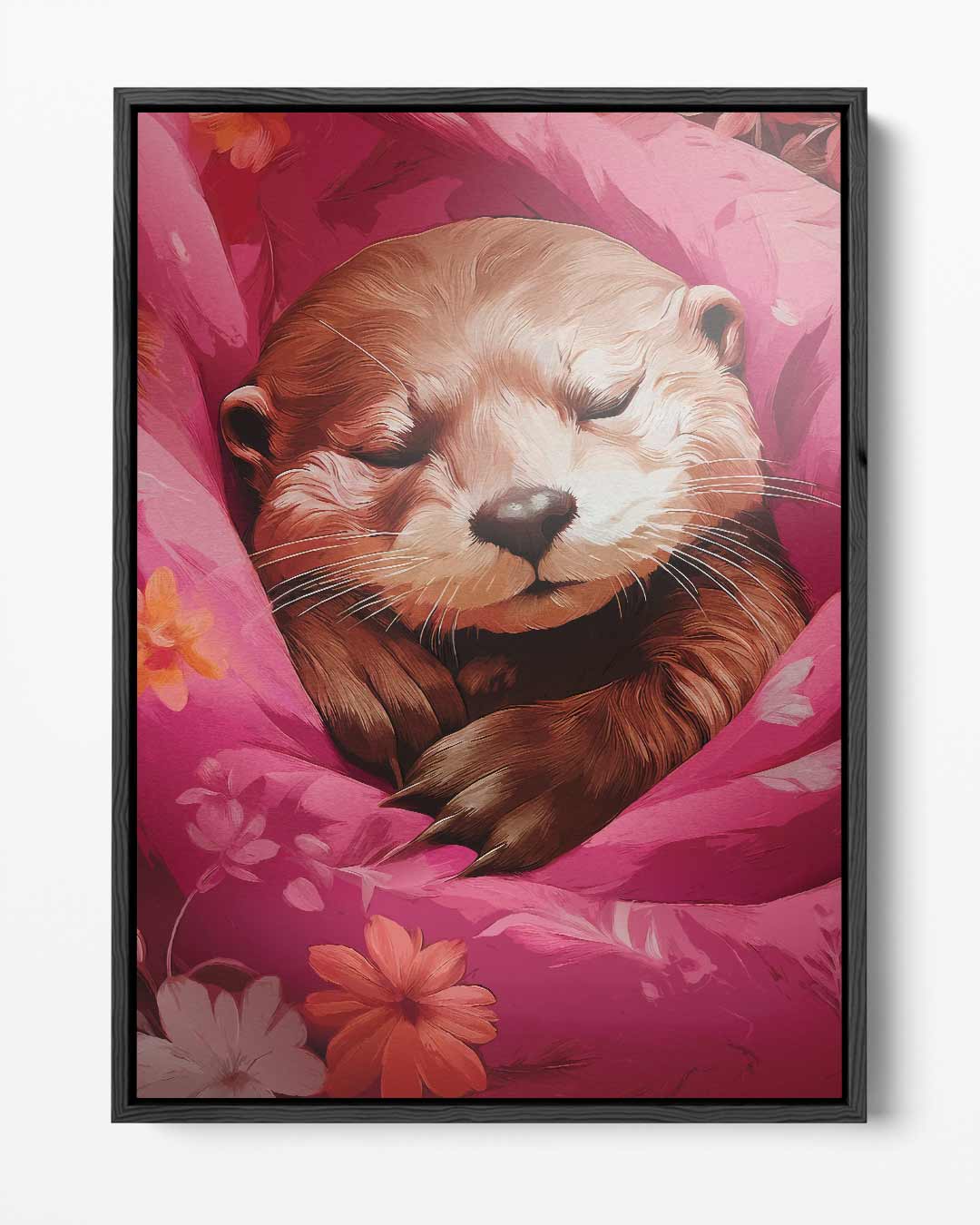Dromerige Otter in Bloemen – portret kunstwerk als wanddecoratie