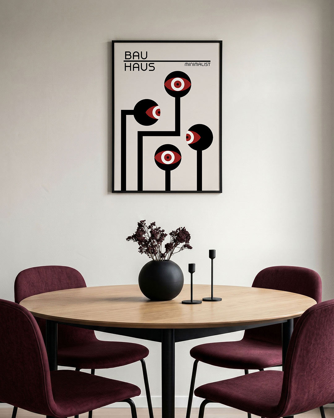 Lijnen en ogen – staande Bauhaus poster voor aan de muur