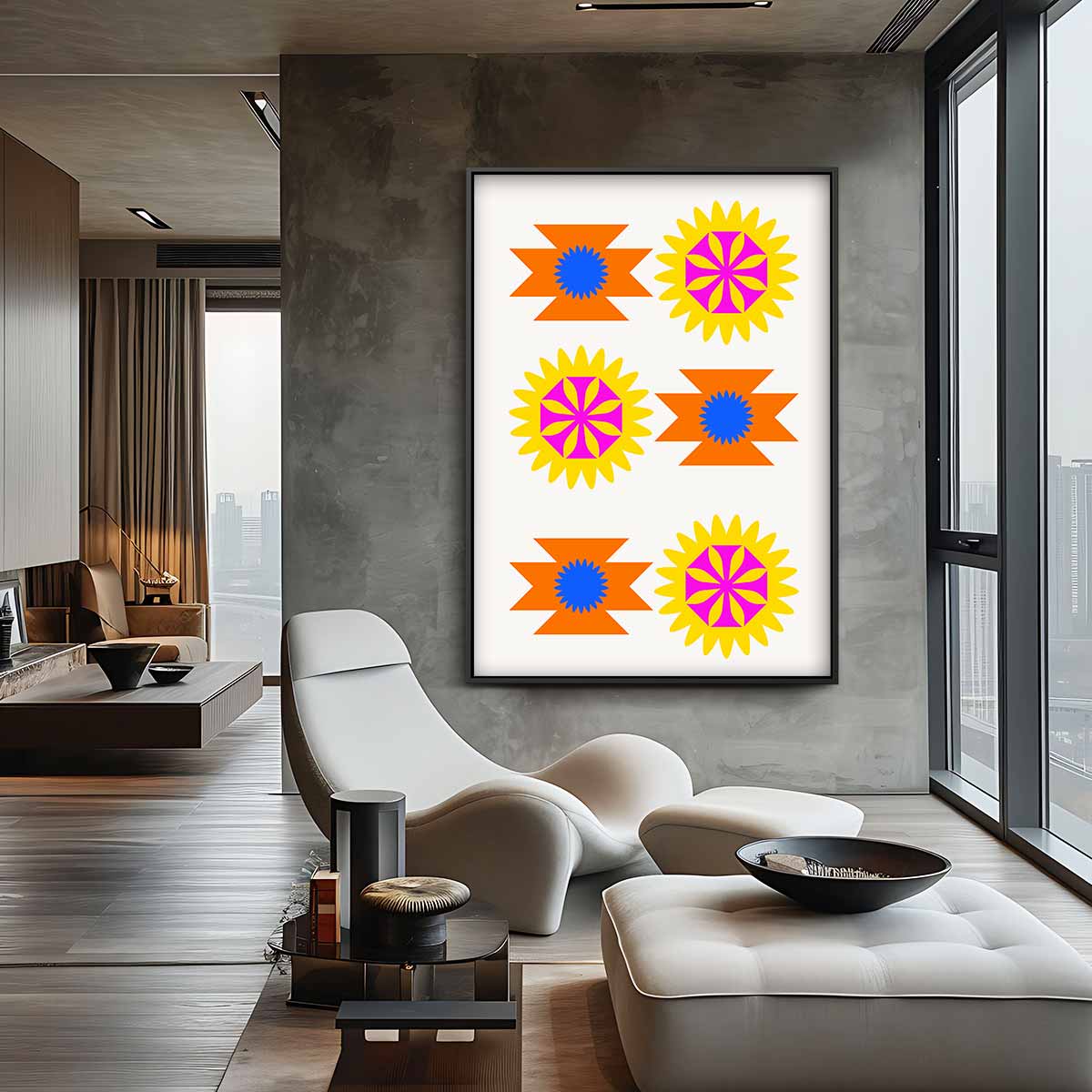 Vrolijke Zomerbloemen Print – canvas wanddecoratie in portret formaat