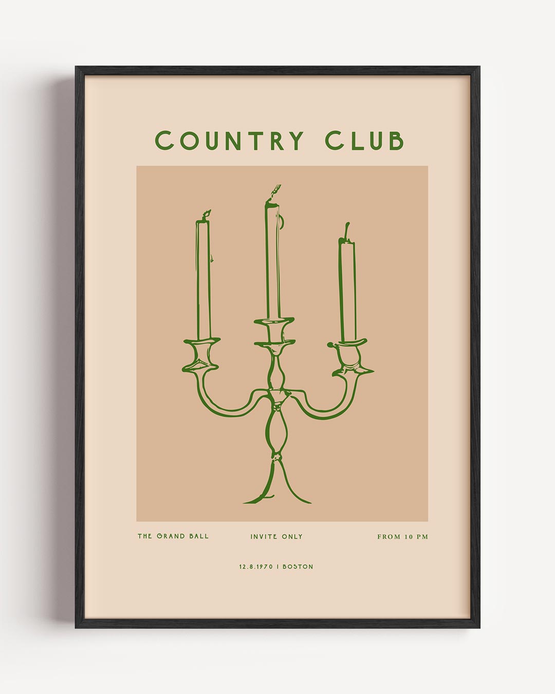 Elegante Kaarsenstandaard – College Club portret poster als wanddecoratie