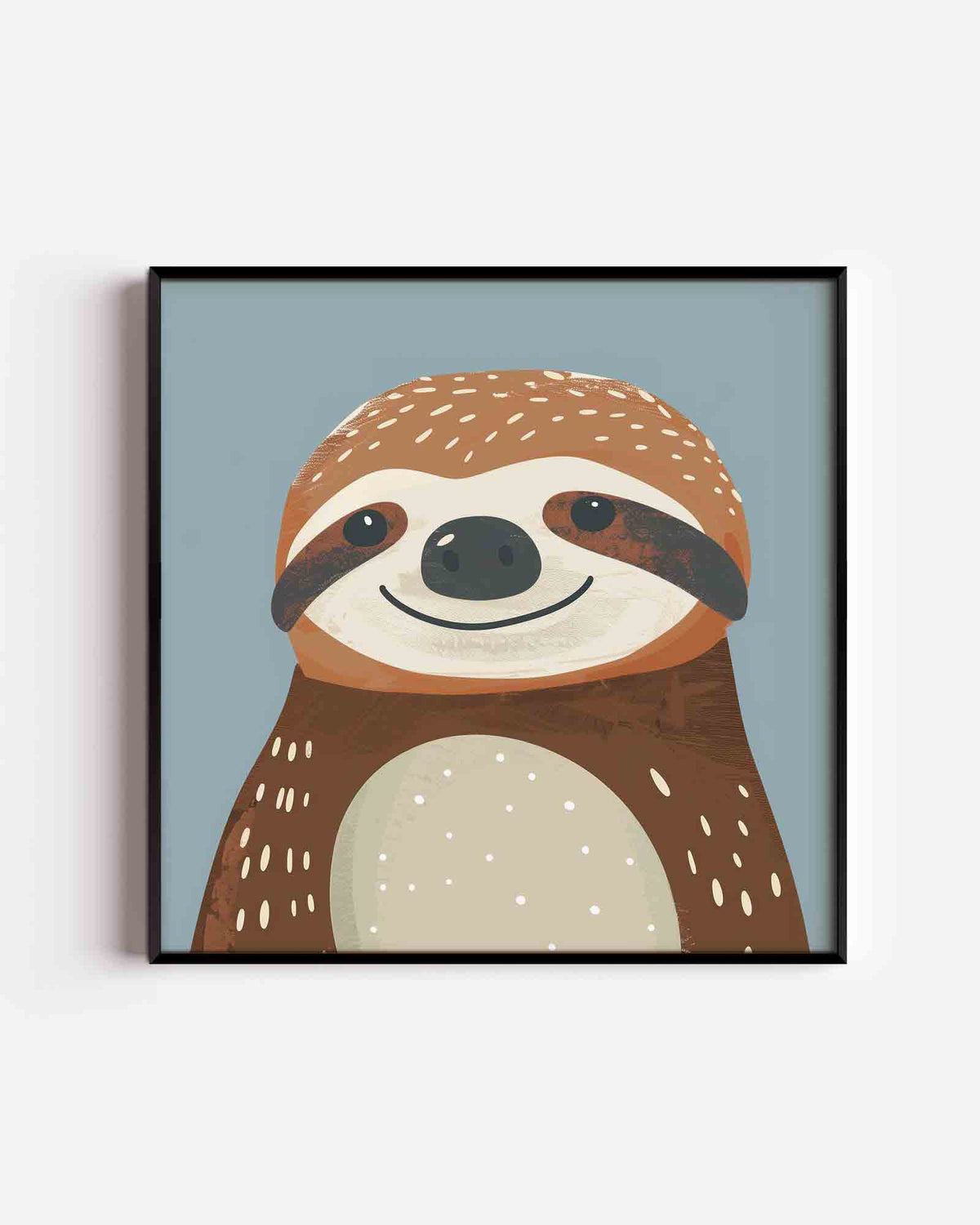 Lieve luiaard – vierkante kinderposter als wanddecoratie