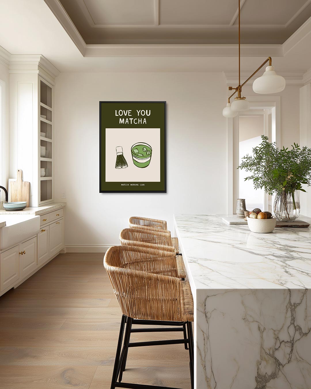 Matcha illustratie – moderne staande wandkunst