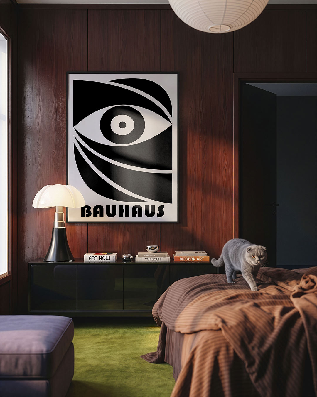 Oogvorm en lijnen – geometrische Bauhaus poster in staand formaat