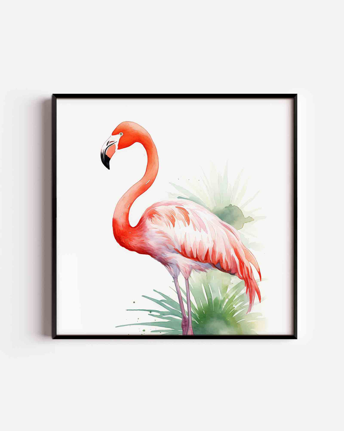Flamingo met groene accenten – jungle vierkante poster als wanddecoratie
