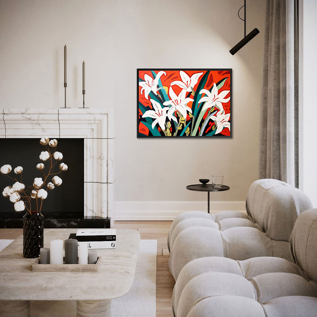 Bloemen en vormen – liggende wanddecoratie