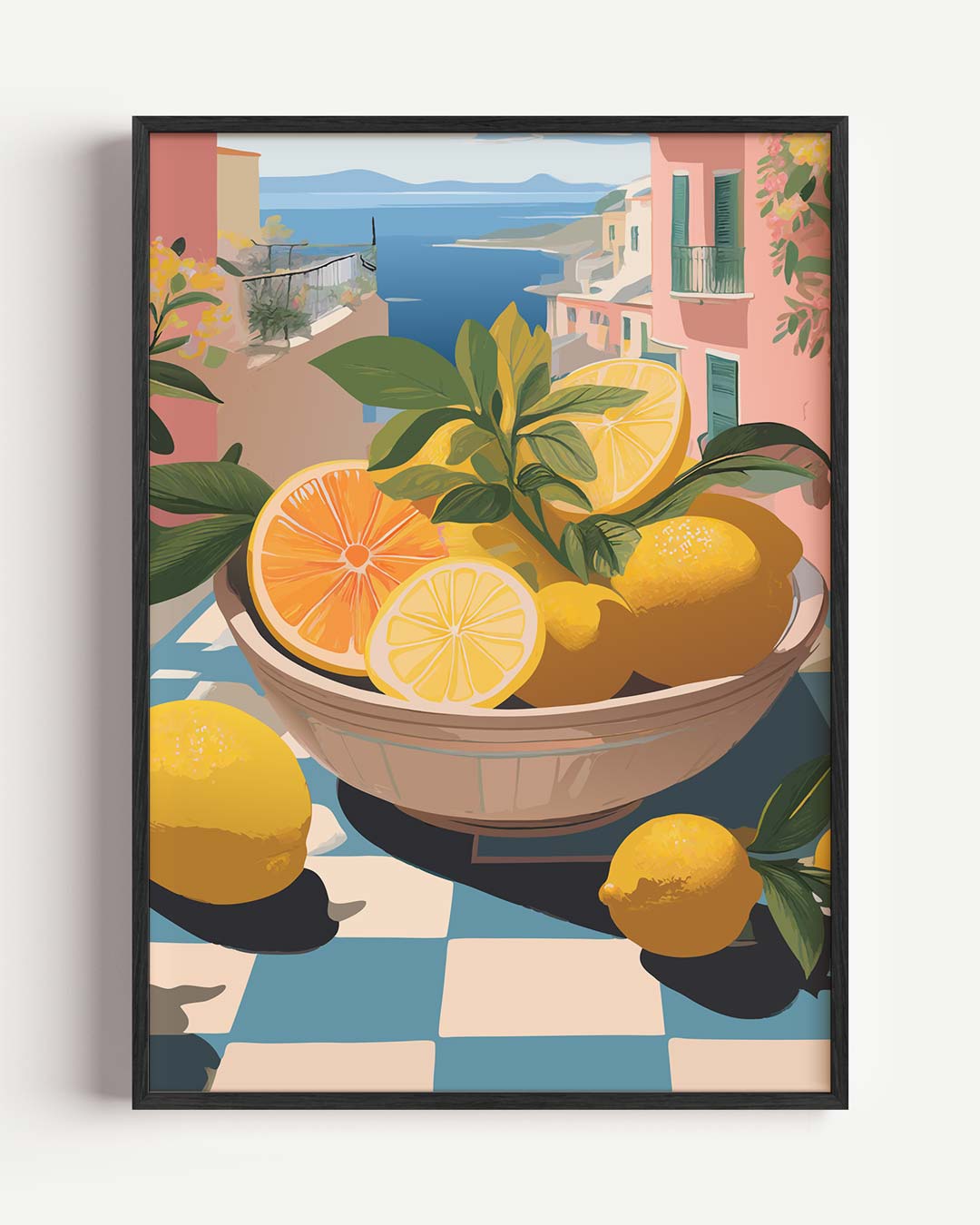 Zonnige Citrustrio – keuken portret poster als wanddecoratie