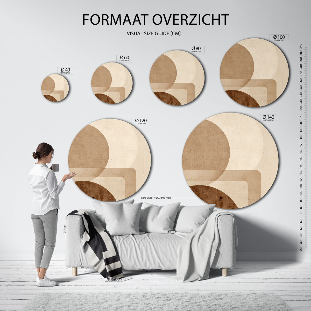 Abstracte vormen – moderne ronde muurdecoratie met abstracte vormen