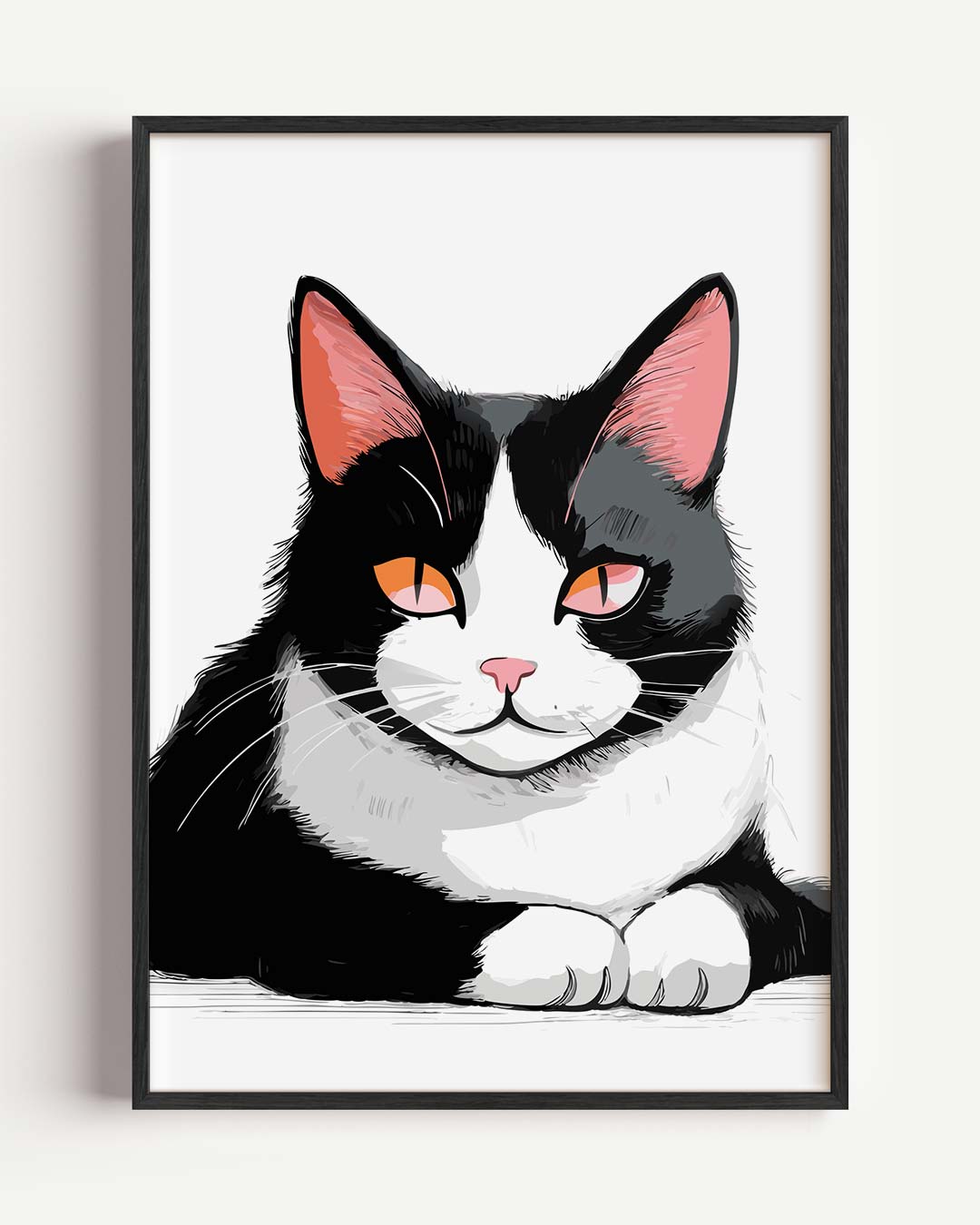 Chique Kattenportret in Zwart & Wit – dieren portret poster als wanddecoratie