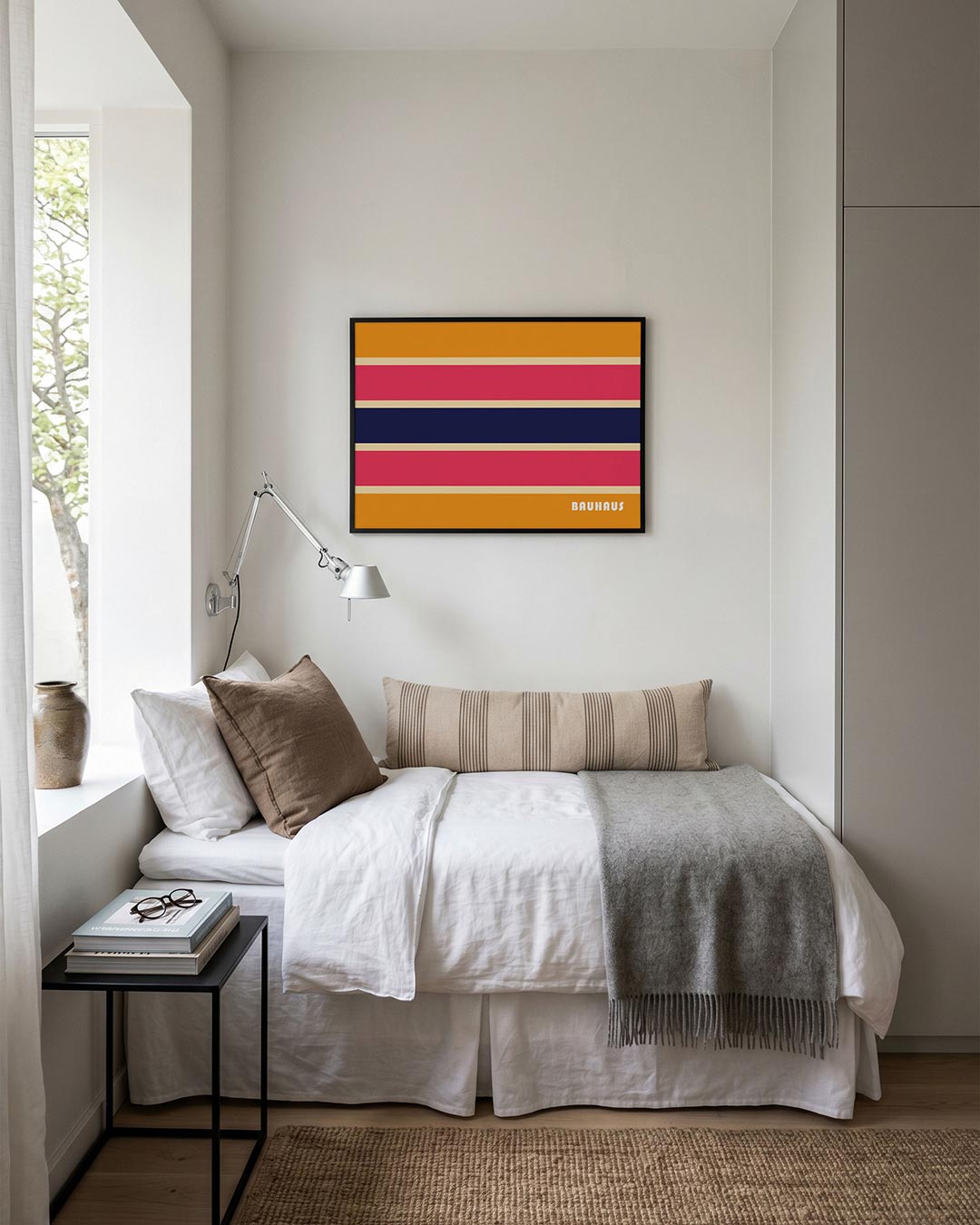 Strepen en kleurvlakken – moderne Bauhaus wandkunst als poster