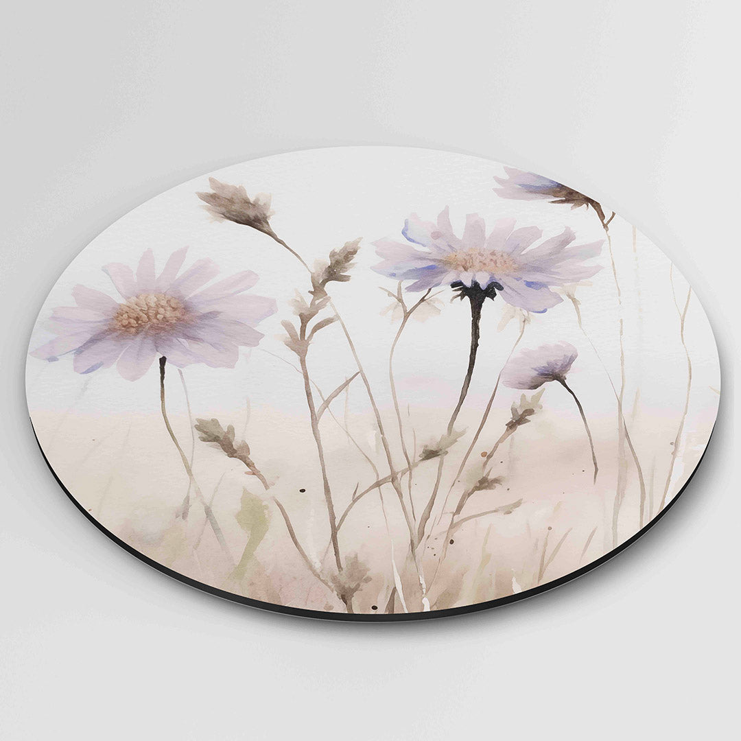 Wilde bloemen – ronde wanddecoratie met abstract ontwerp