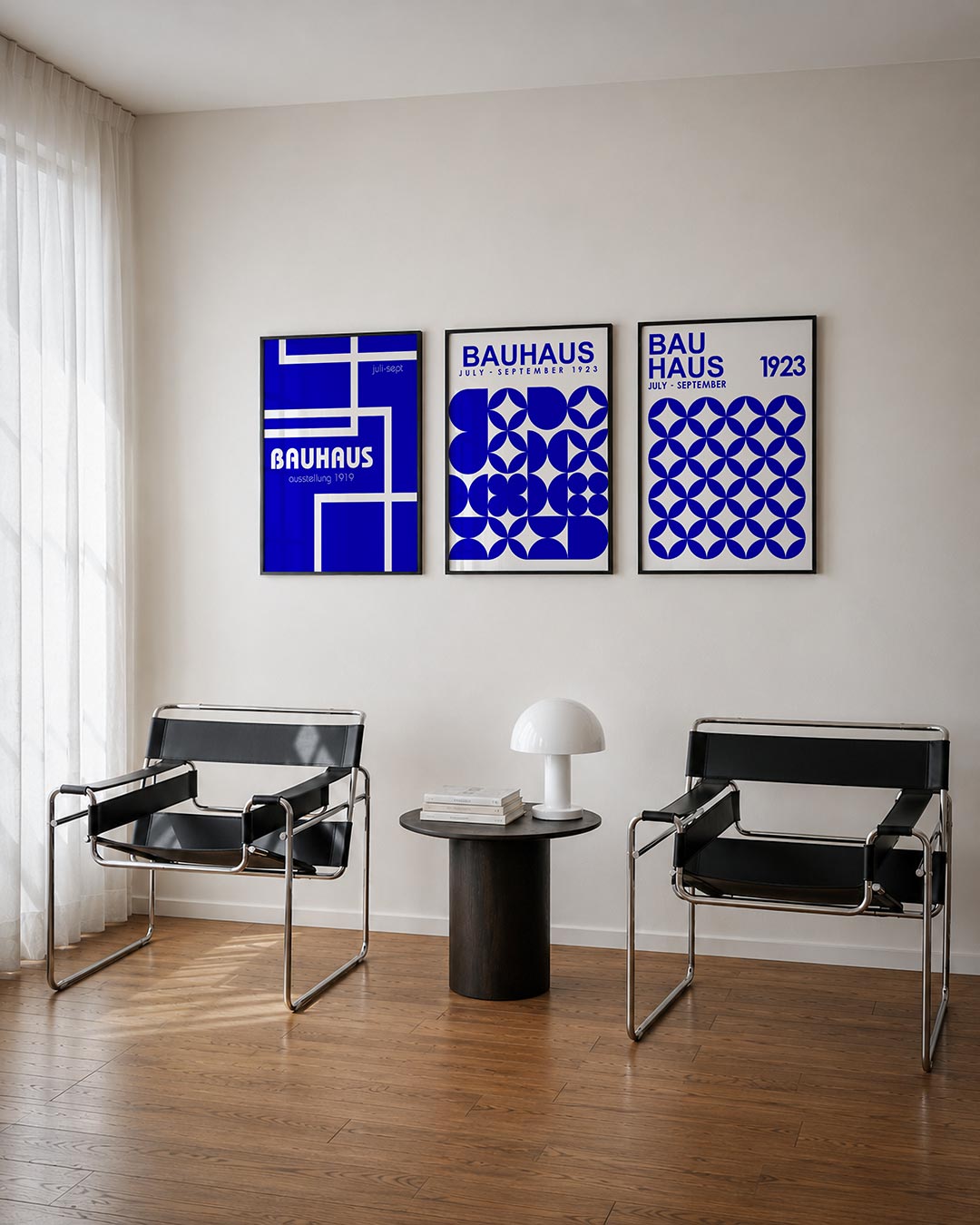 Lijnen en kleurvlakken driedelige posterset – deze posterset in drie delen toont een spel van rechte lijnen en kleurvlakken