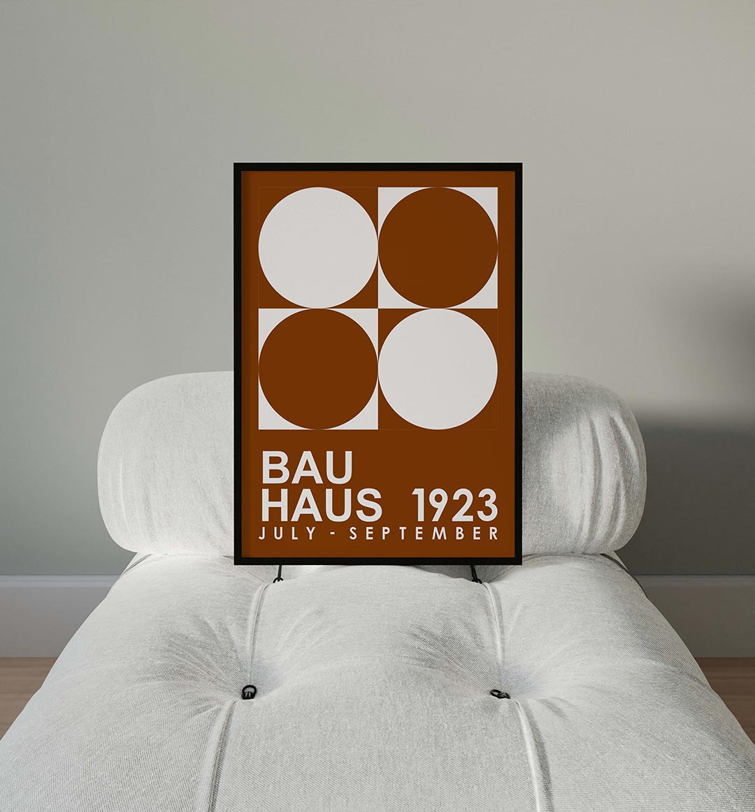 Cirkel en vierkant – moderne Bauhaus wandkunst als poster