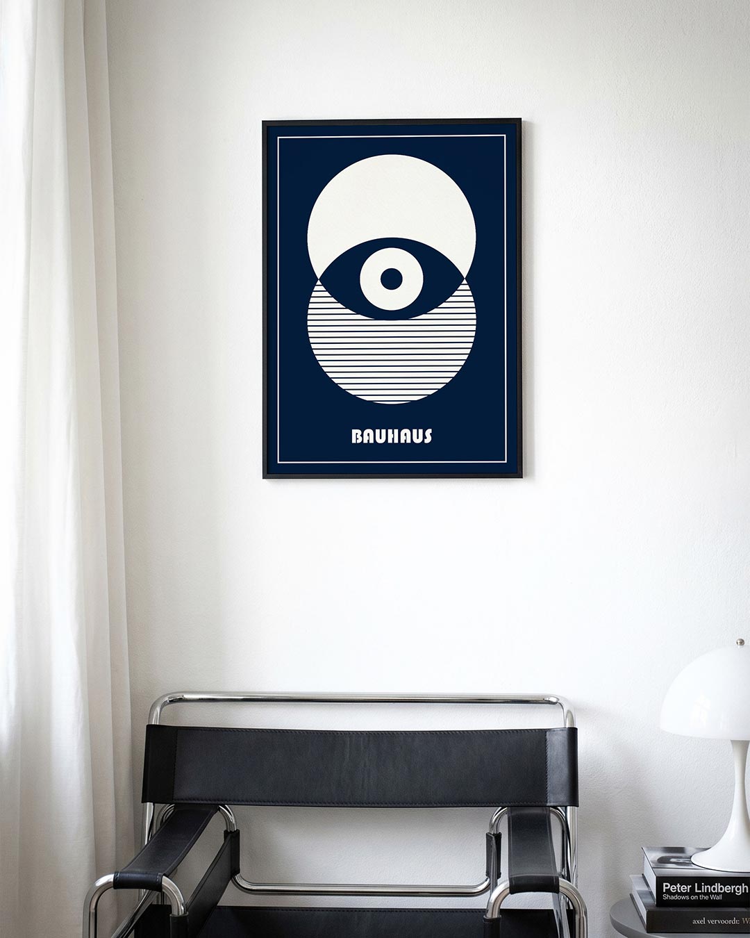 Cirkelstructuur en lijnen – moderne Bauhaus wandkunst als poster