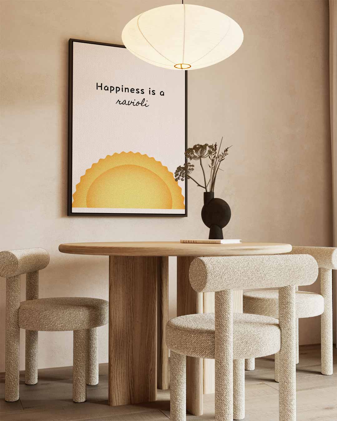 Geluk in Ravioli – canvas wanddecoratie in portret formaat