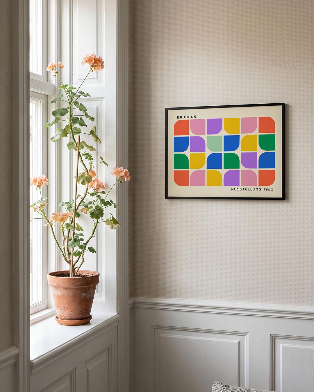 Vormritme en kleur – liggende Bauhaus poster voor aan de muur