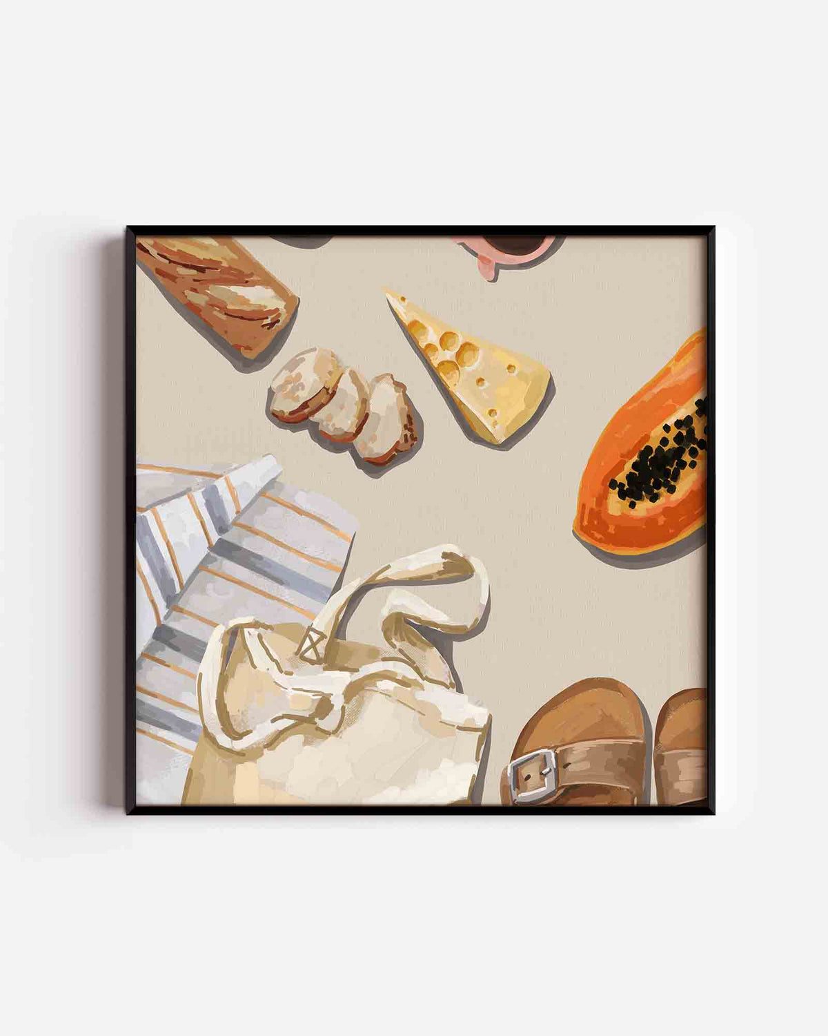 Picknick essentials – keuken vierkante poster als wanddecoratie