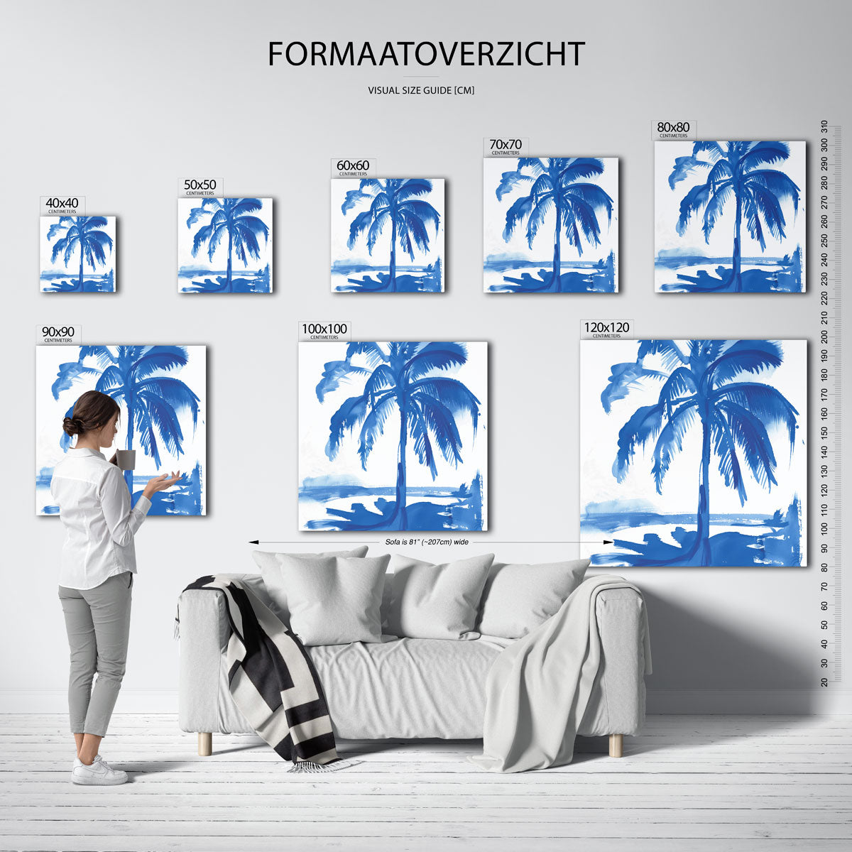 Palmboom aan zee – vierkante muurposter met kunst en design